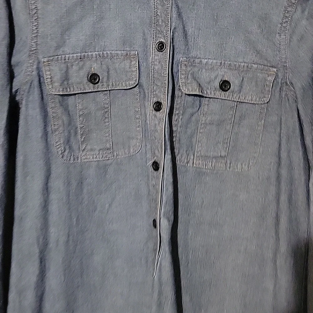 J. Crew Blue Chambray Mini Shirtdress Longsleeve‎ Blue Womens Size Small